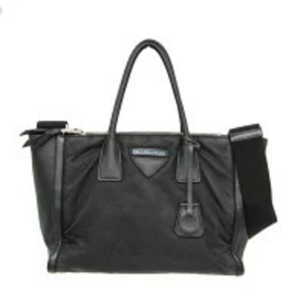 Prada Concept Leather Tote Shoulder Bag Black